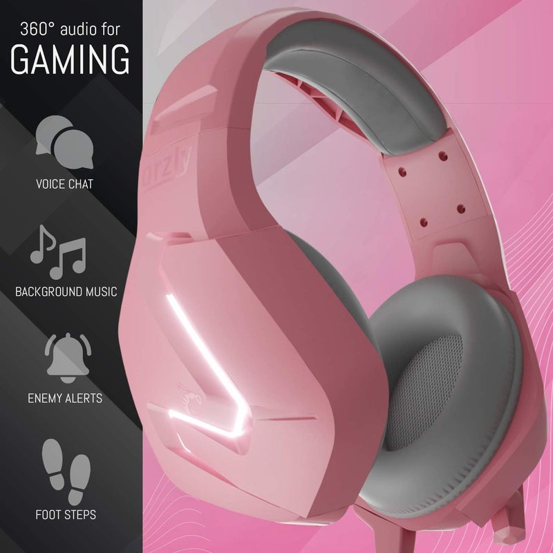 Orzly Gaming Headset (Pink) for PC and Gaming Consoles PS5, PS4, Xbox Series X | S, Xbox ONE, Nintendo Switch & Google Stadia Stereo Sound with Noise Cancelling mic - Hornet RXH-20 Nakuru Edition - Image 2
